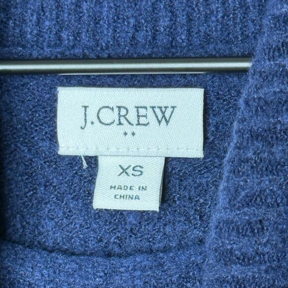 J.Crew Womens Turtleneck Sweater XS Blue Wool Blend Side Buttons Preppy Academia - Picture 3 of 9